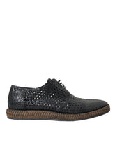 Dolce & Gabbana Black Woven Goat Leather Lace Up Derby Shoes -   -  Dolce & Gabbana.